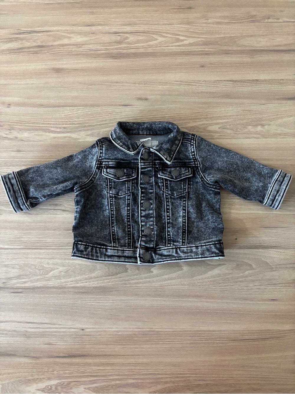 Baby denim jacket 6–12M dark wash snap front
